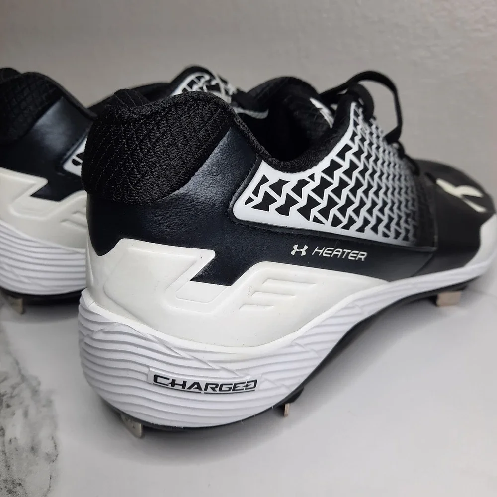 Under Armour Authentic MLB Mens Sz 15 Heater Charged Baseball Cleats Black White